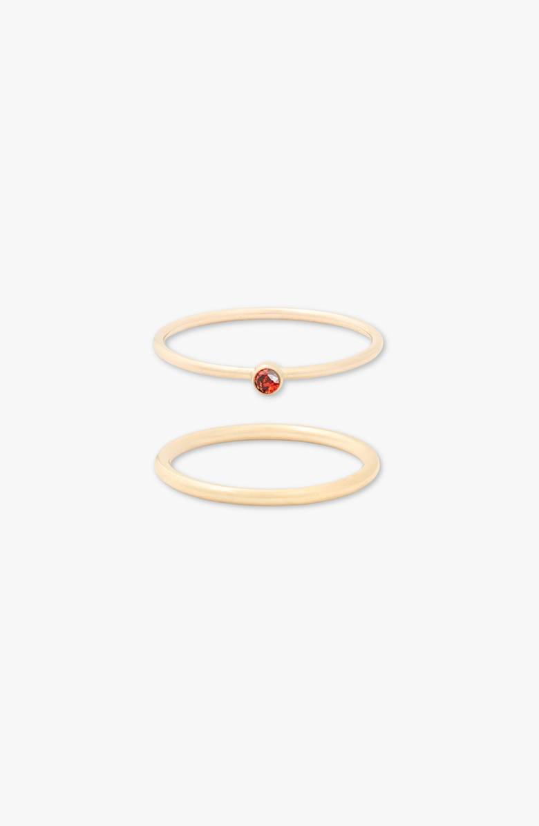 CUFFED BY NANO January Birthstone 14k Gold Filled Dainty Ring Stacking Set, Main, color, Gold