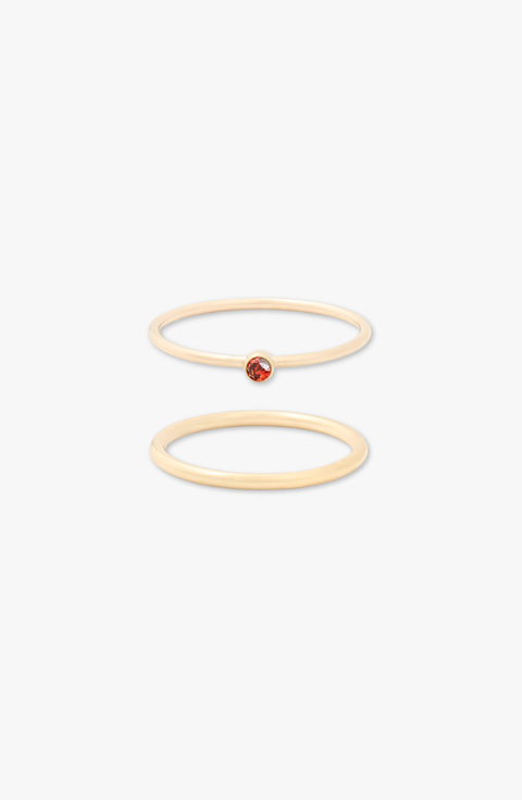 January Birthstone 14k Gold Filled Dainty Ring Stacking Set