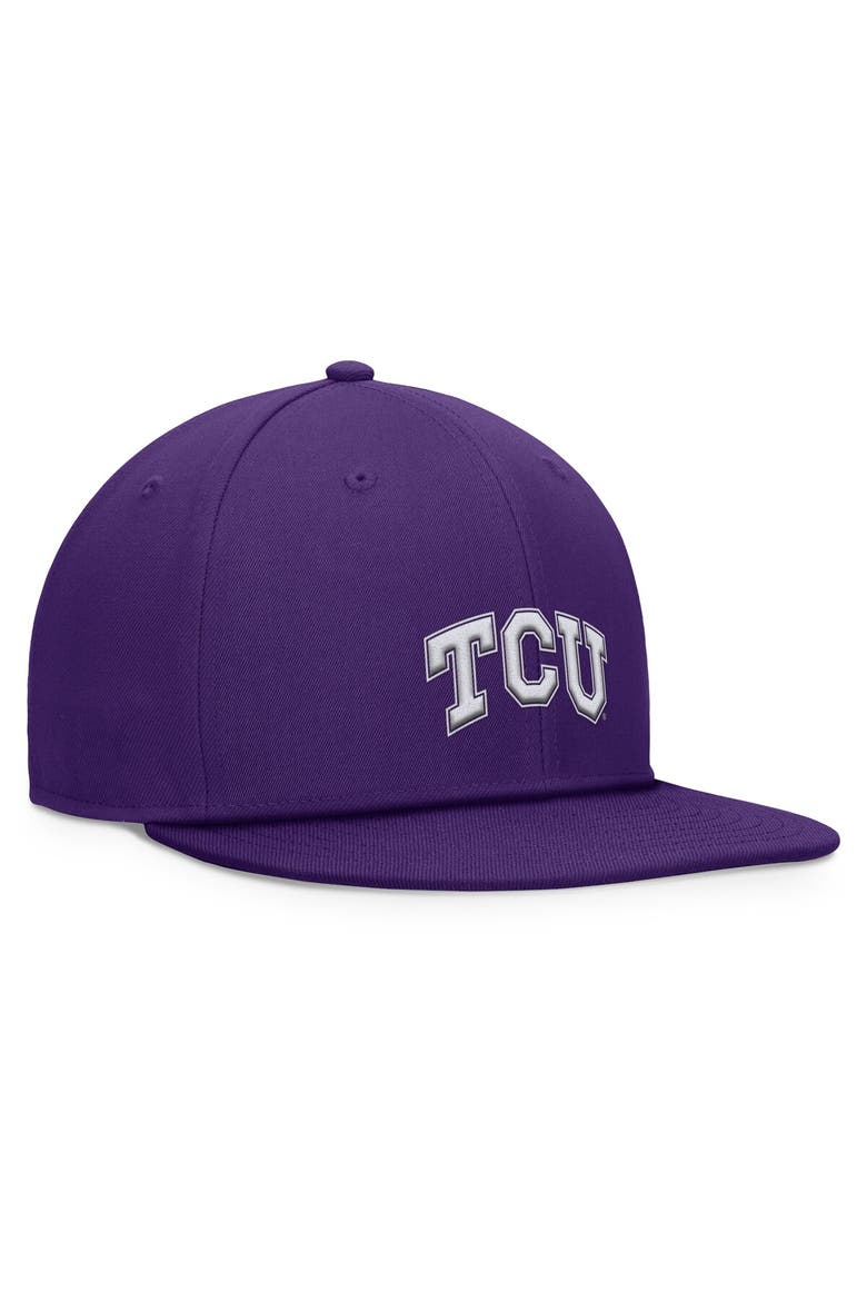 Men's Top of the World Purple TCU Horned Frogs Fundamental Snapback Hat, Alternate, color, Purple