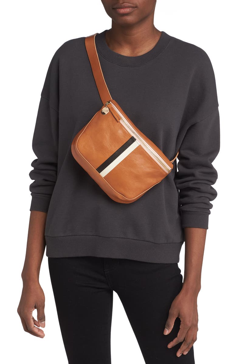 Clare V. Colorblock Leather Belt Bag, Alternate, color,