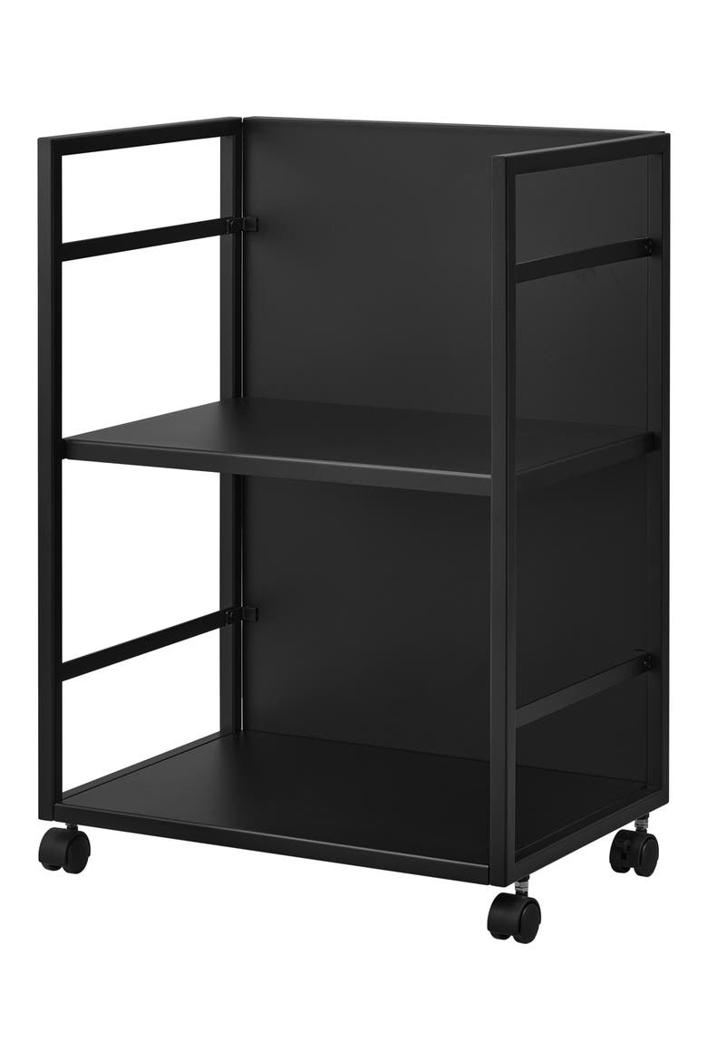 Two Tier Hideaway Storage Cart, Main, color, BLACK