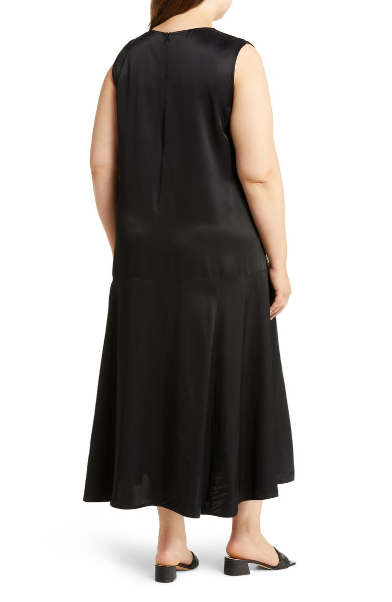 Nordstrom Sleeveless Satin Maxi Dress, Alternate, color, Black