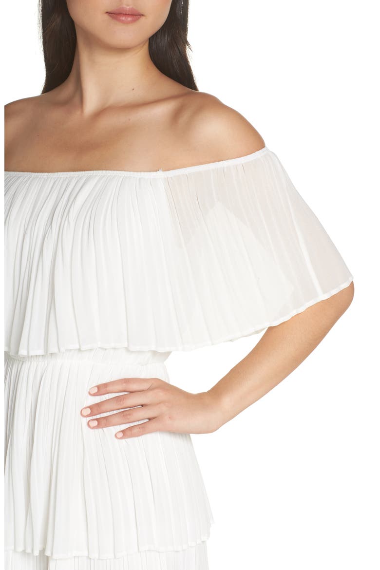 Gala Ready Off the Shoulder Dress, Alternate, color, WHITE