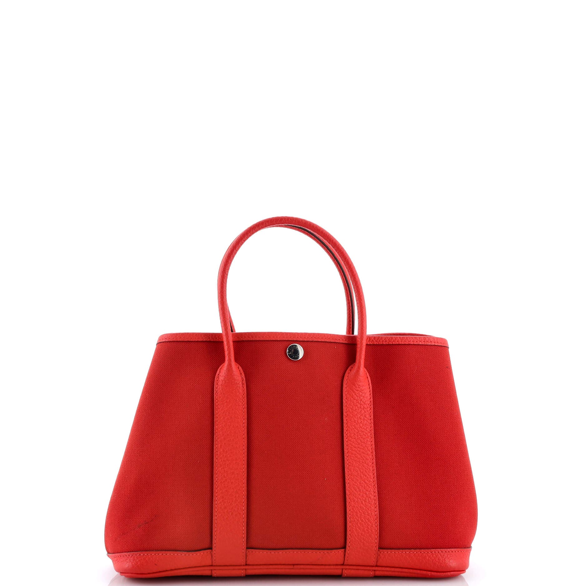 Pre-Owned Hermes Garden Party Tote Toile and Leather 30, Alternate, color, Rouge Tomate