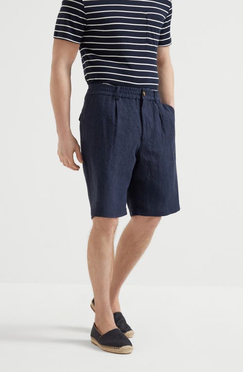 Brunello Cucinelli Linen Bermuda Shorts In Azure