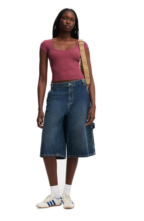 Cotton On Hailey Textured Short Sleeve In Purple
