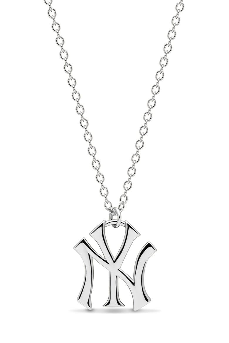 x The MLB New York Yankees Logo Charm Necklace, Main, color, SILVER