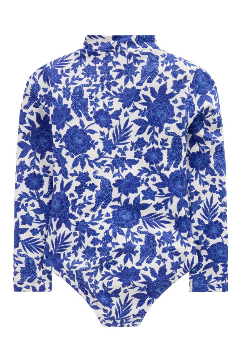 Kids' Long Sleeve One-Piece Rashguard Swimsuit, Alternate, color, SURF THE WEB JUNGLE WOODBLOCK