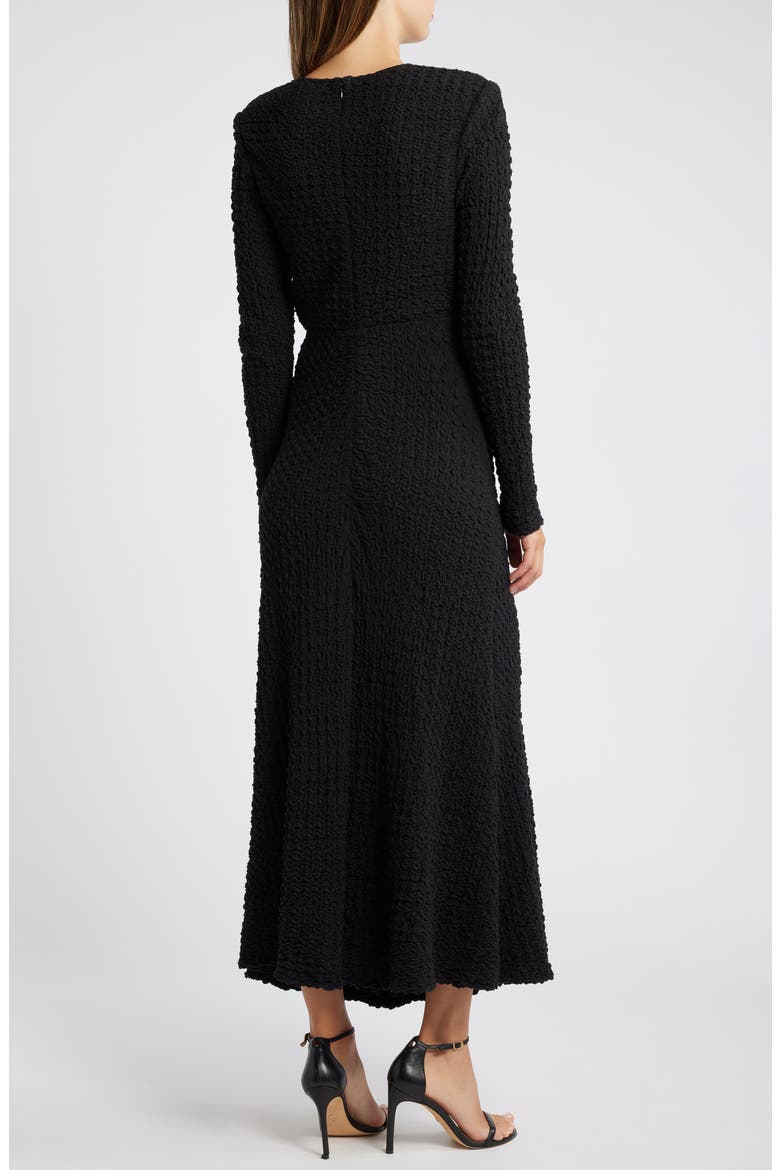 Textured Long Sleeve Midi Dress, Alternate, color, BLACK