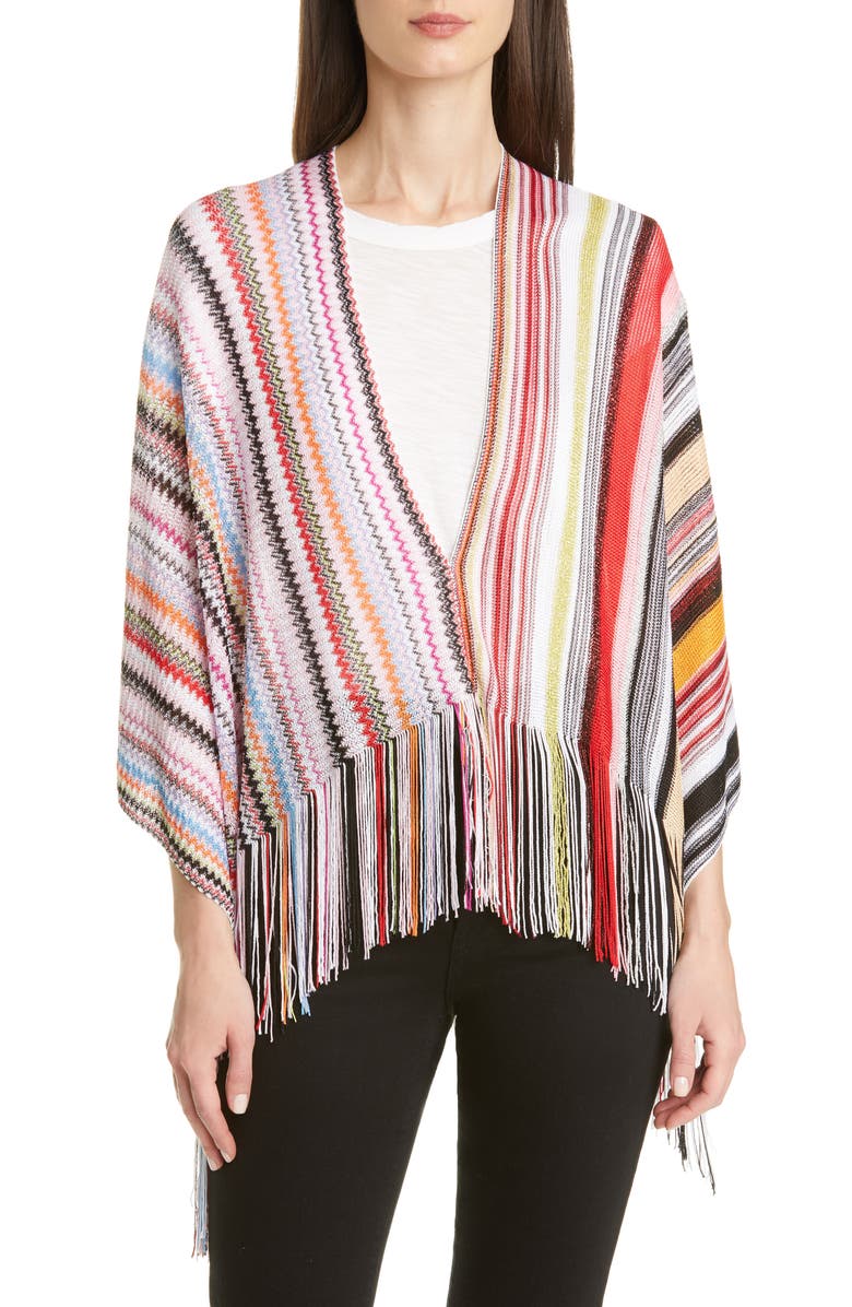 Missoni Zigzag Fringe Poncho, Main, color, 