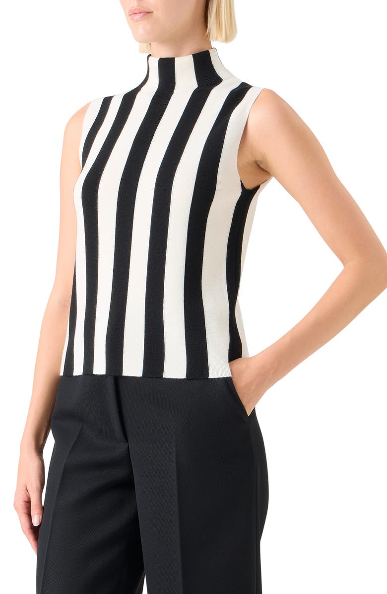 Akris punto Stripe Virgin Wool Knit Tank, Alternate, color, Black-Cream