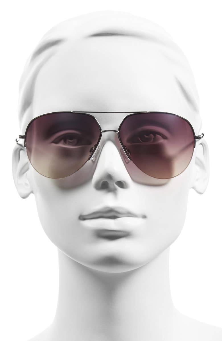 Steve Madden Semi Rimless 60mm Mirrored Aviator Sunglasses, Alternate, color, 