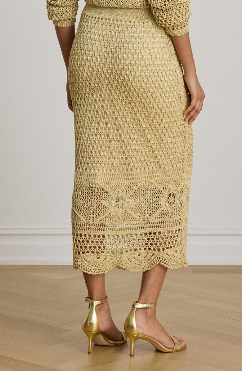 Lauren Ralph Lauren Astound Pointelle Knit Linen Blend Midi Skirt, Alternate, color, Canyon Sand Brown
