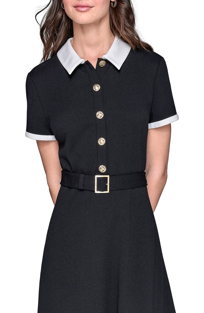 KARL LAGERFELD Belted Scuba Crepe Midi Dress, Alternate, color, 