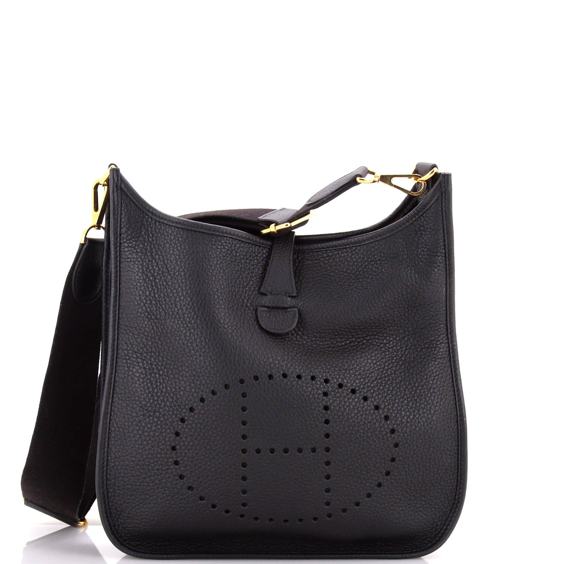 Pre-Owned Hermes Evelyne Bag Gen III Clemence PM, Main, color, Noir