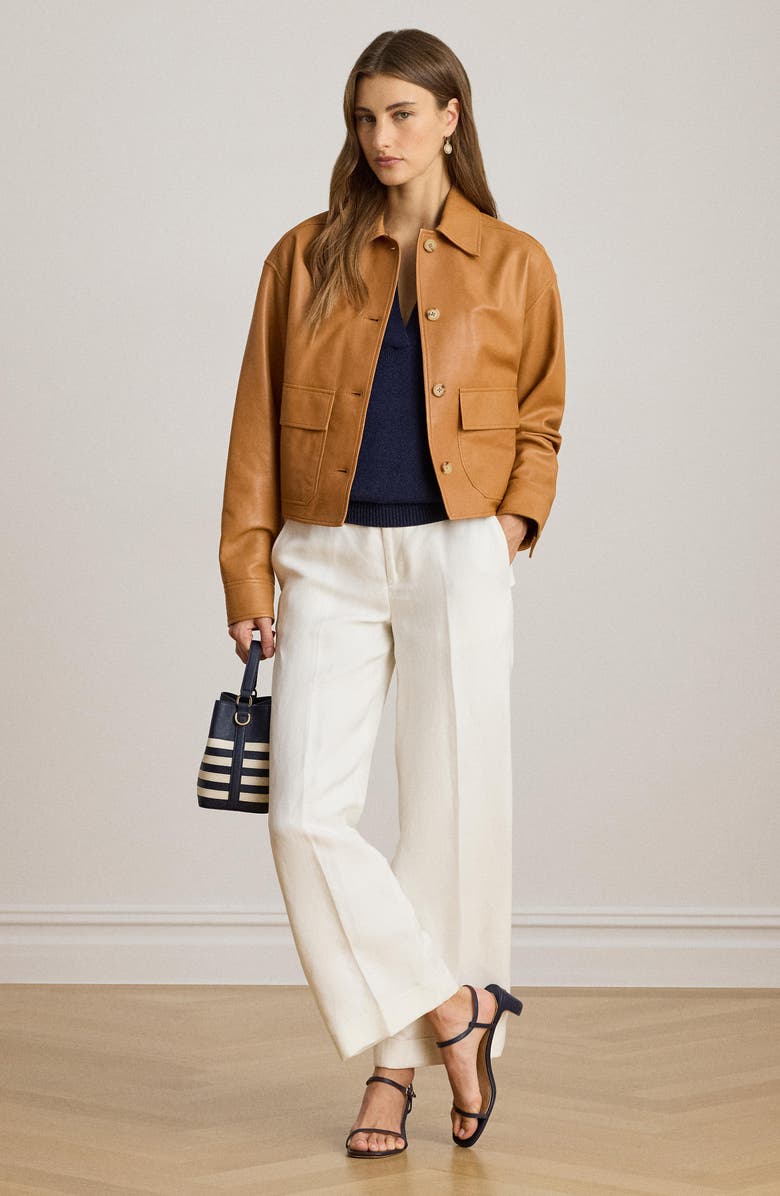 Lauren Ralph Lauren Linen Blend Wide Leg Pants, Alternate, color, White