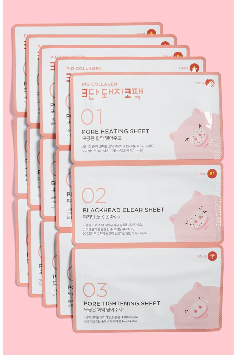 Pig Collagen 3 Step Nose Pack, Main, color, PINK