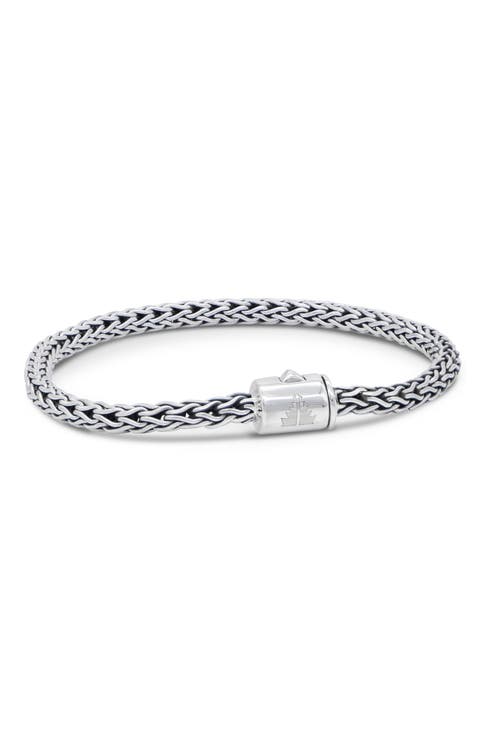 Sterling Silver 4mm Dragon Bone Chain Bracelet