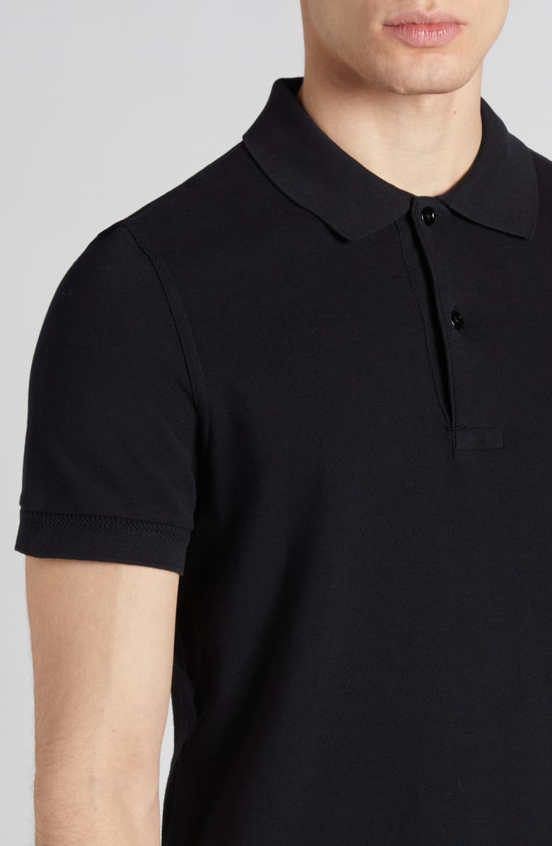 TOM FORD Short Sleeve Cotton Piqué Polo, Alternate, color, Black