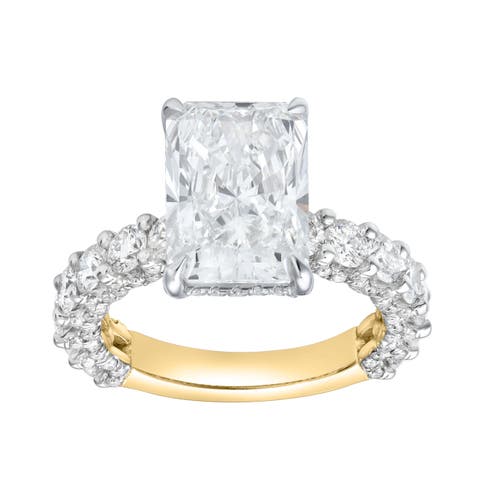 Maelis 14K Gold Radiant Lab Grown Diamond Hidden Halo Engagement Ring - 7.45 Cts
