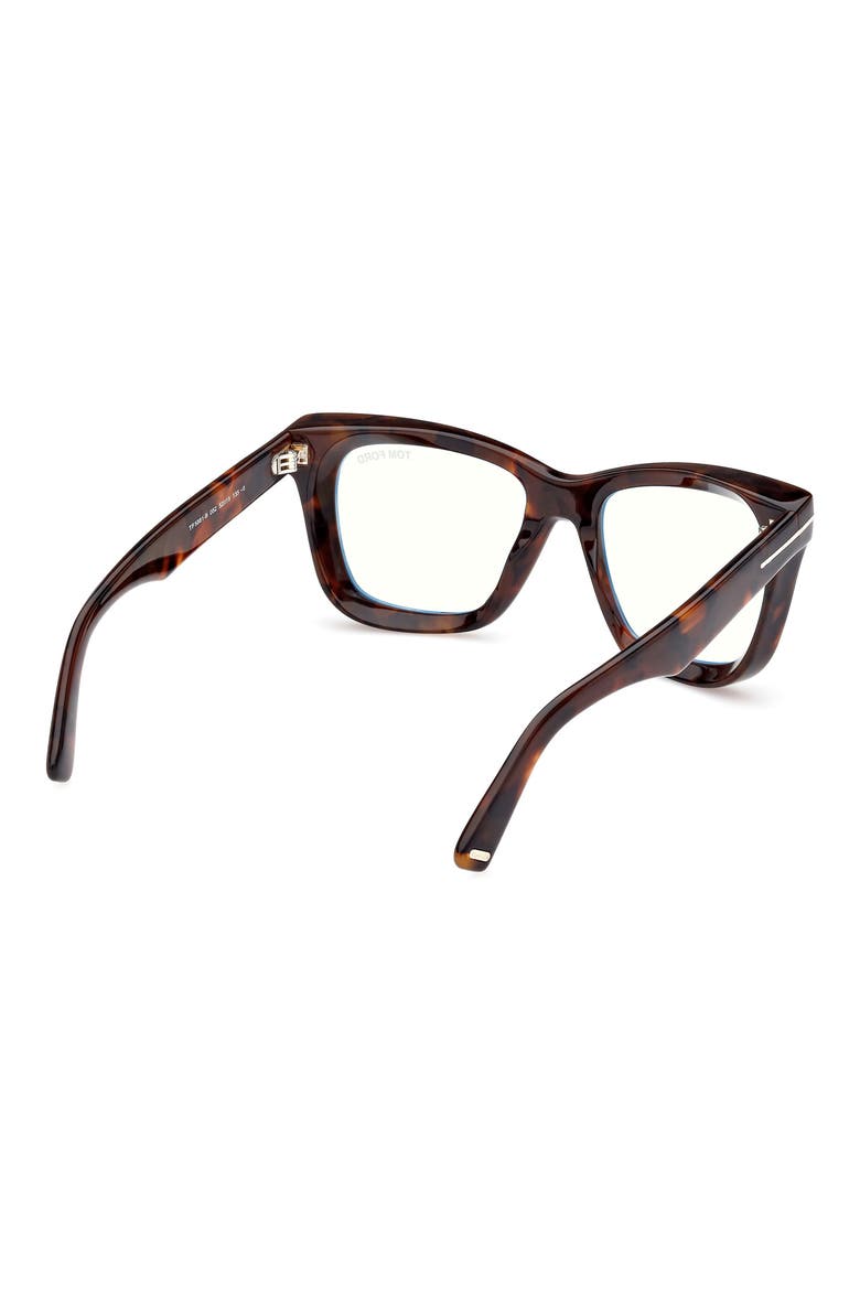 52mm Square Blue Light Blocking Glasses, Alternate, color, DARK HAVANA