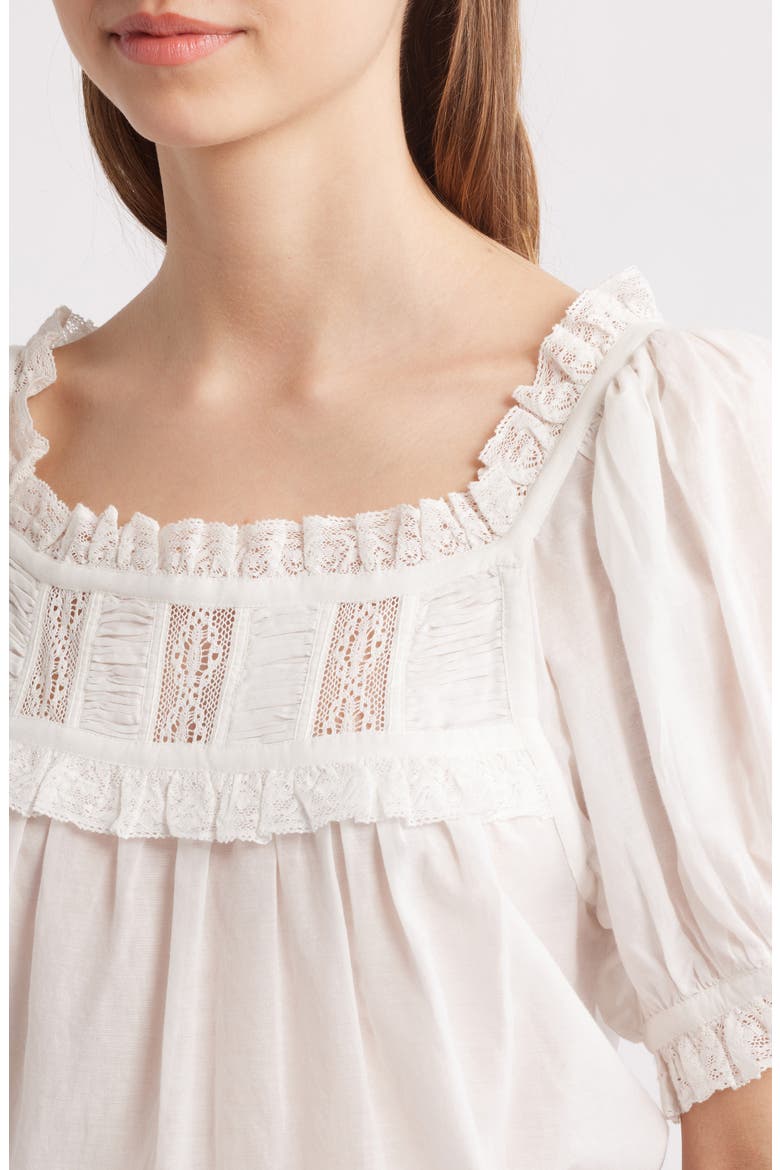 Frances Lace Inset Cotton Blend Top, Alternate, color, SALT LACE