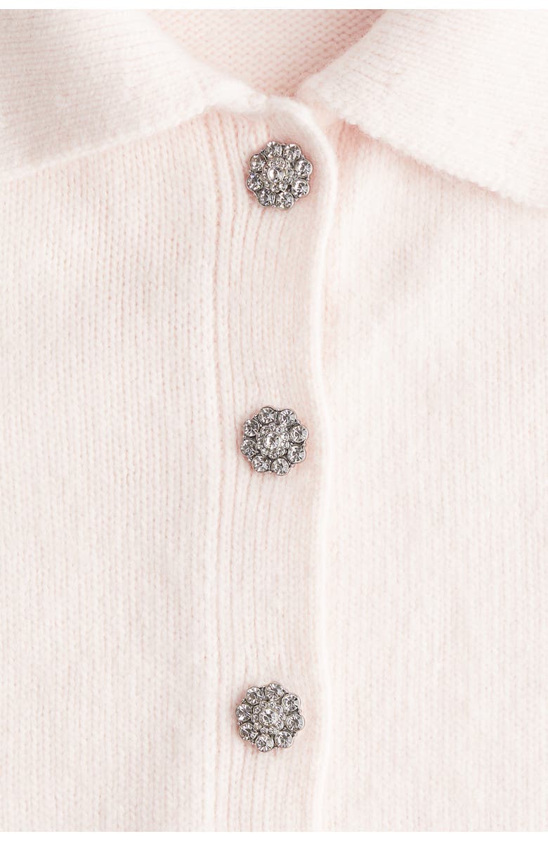 H&M Short-sleeved cardigan with collar, Alternate, color, Pale Pink