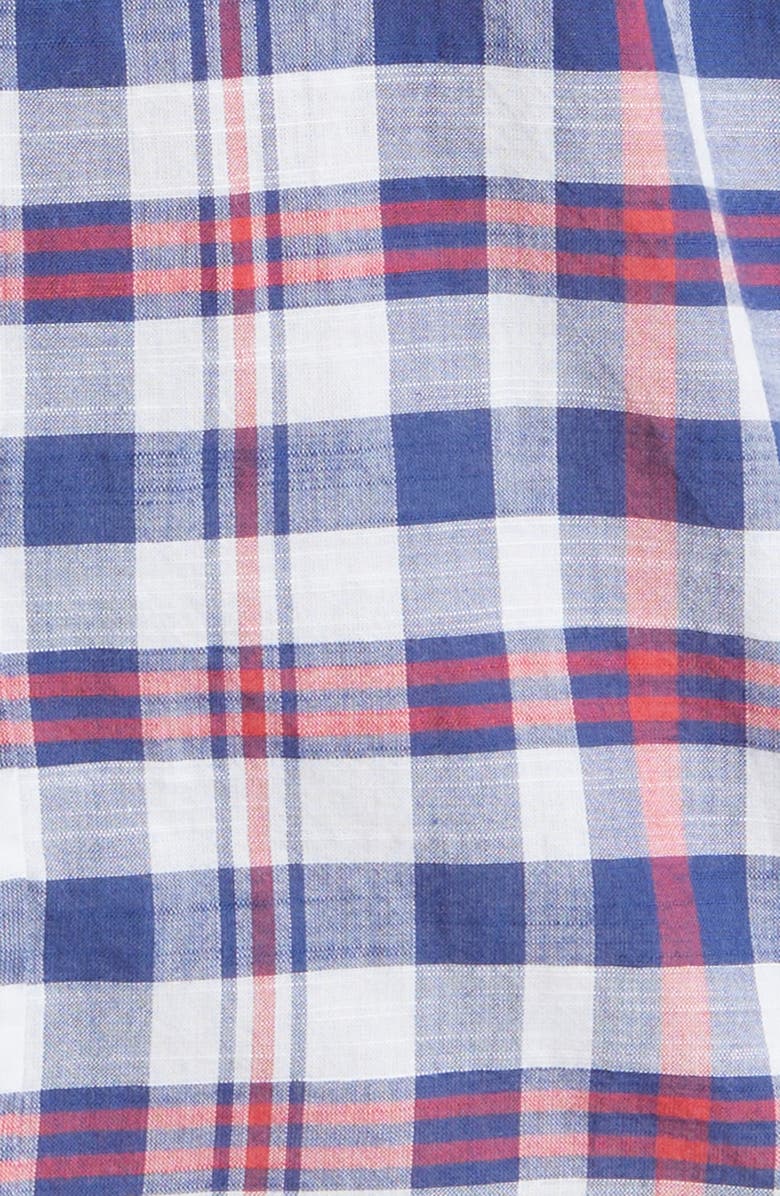 Brooks Brothers Plaid Madras Button-Down Shirt, Alternate, color, White/ Navy/ Red