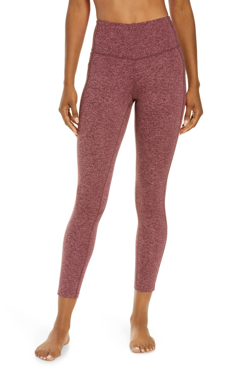 Live In High Waist Pocket 7/8 Leggings, Main, color, BURGUNDY HUCKLE