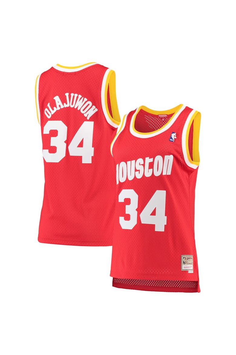 Women's Mitchell & Ness Hakeem Olajuwon Red Houston Rockets 1993-94 Hardwood Classics Swingman Jersey, Alternate, color, Red