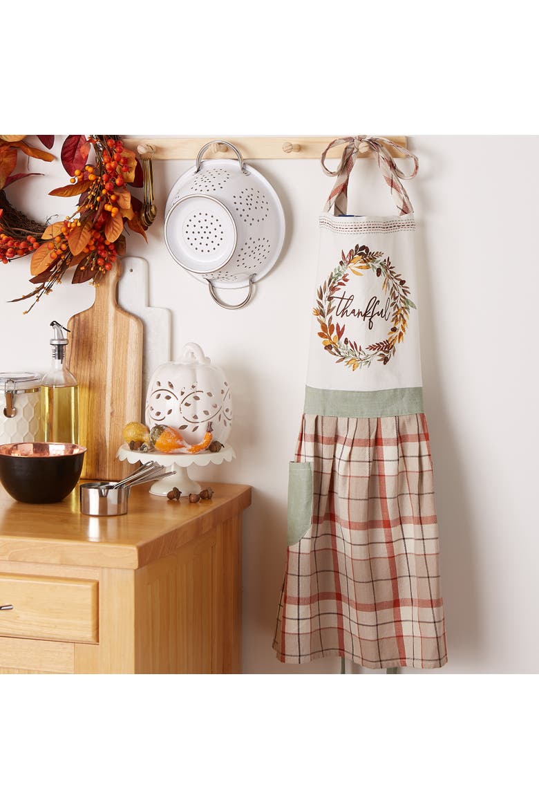 Autumn Cotton Skirt Apron, Alternate, color, Autumn Wreath