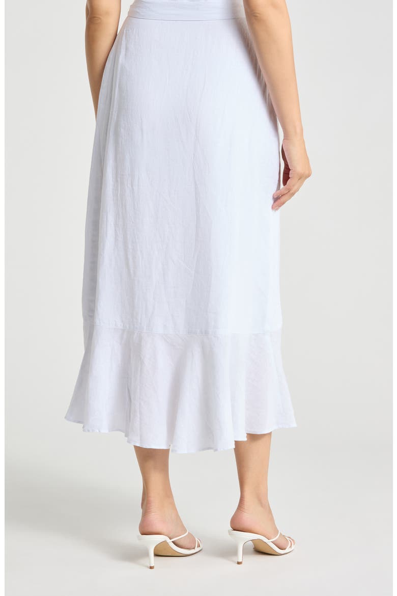 Zia Ruffle Trim Linen Wrap Skirt, Alternate, color, WHITE