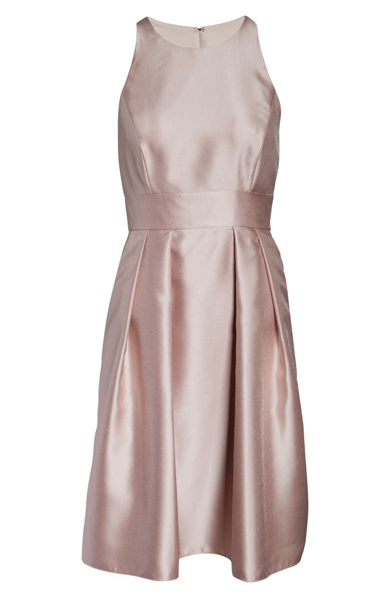 Alfred Sung Jewel Neck Satin Cocktail Dress, Alternate, color,