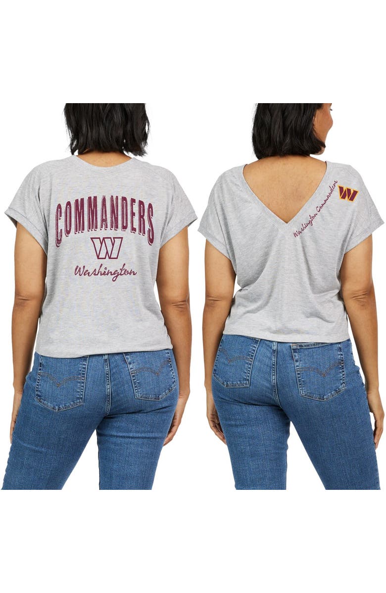 WEAR by Erin Andrews Women's WEAR by Erin Andrews Heather Gray Washington Commanders Reversible T-Shirt, Alternate, color,