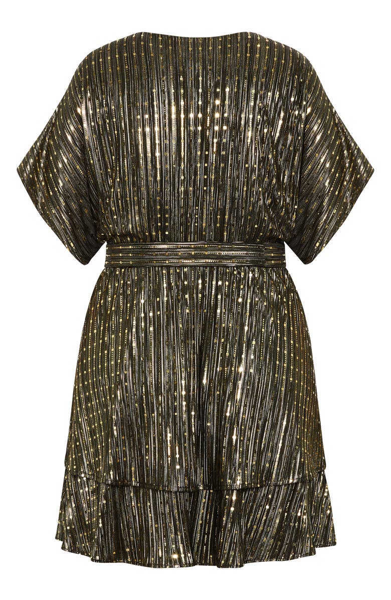 City Chic Freya Sparkle Party Dress, Alternate, color, Gold