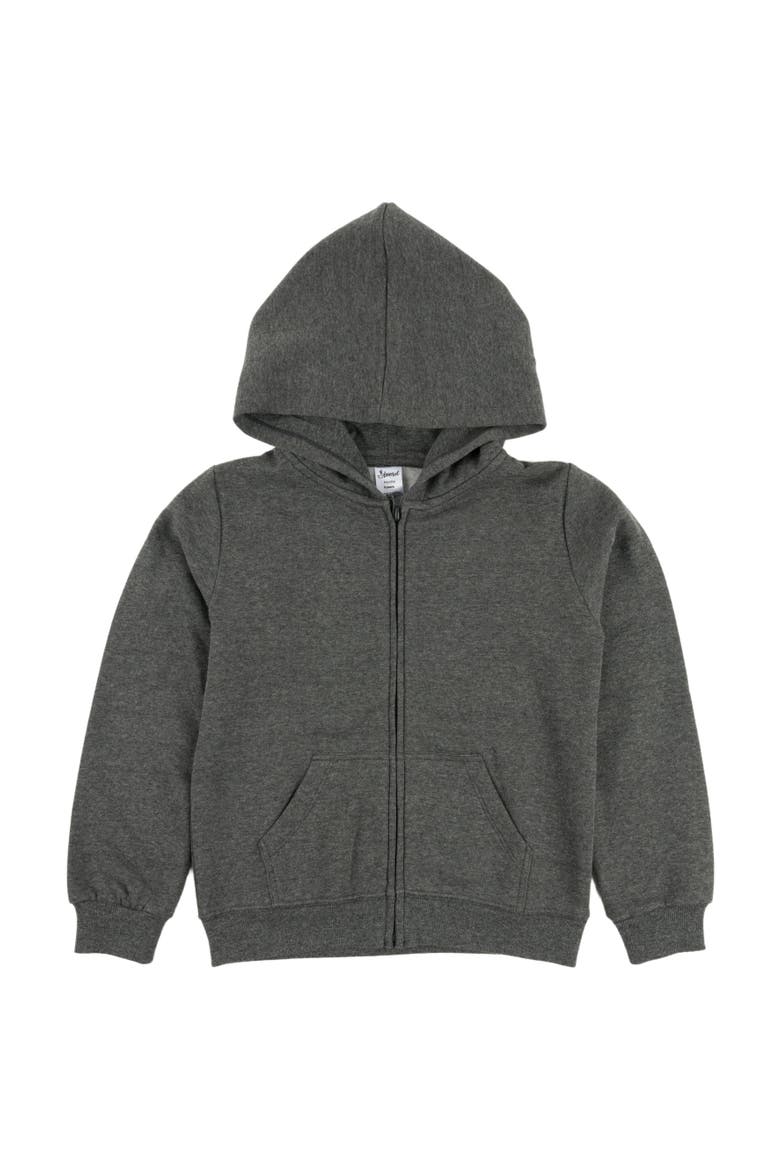 Kids Zip-Up Sweatshirt Hoodie, Cotton Blend, Solid Colors, Alternate, color, DARK GREY