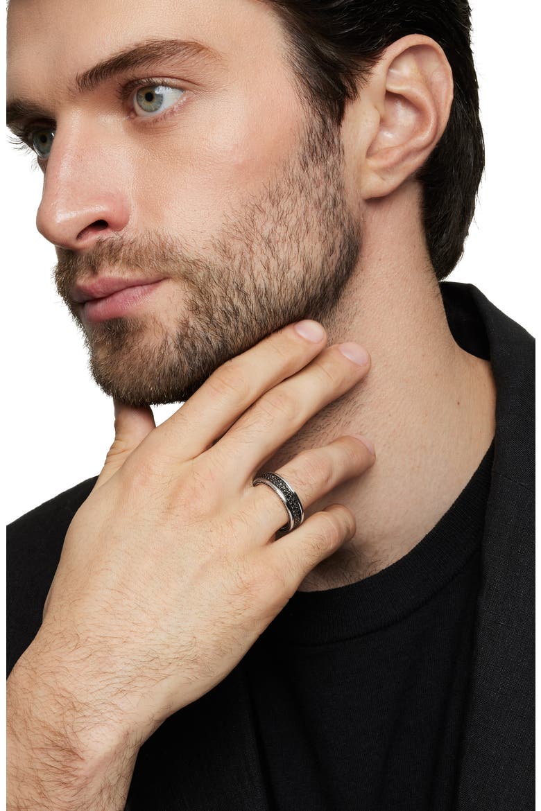 Streamline® Two Row Band Ring with Pavé Black Diamonds, Alternate, color, SILVER/ BLACK DIAMOND