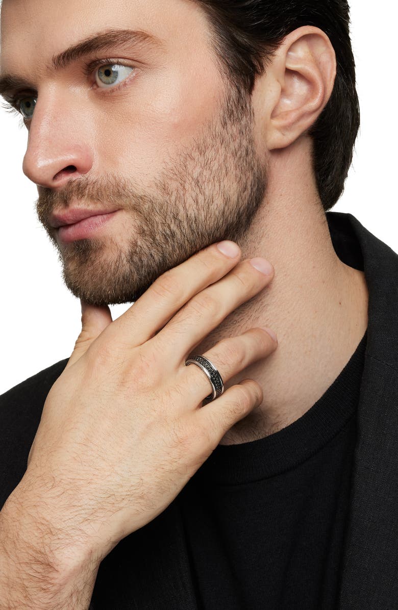 David Yurman Streamline<sup>®</sup> Two Row Band Ring with Pavé Black Diamonds, Alternate, color, Silver/ Black Diamond