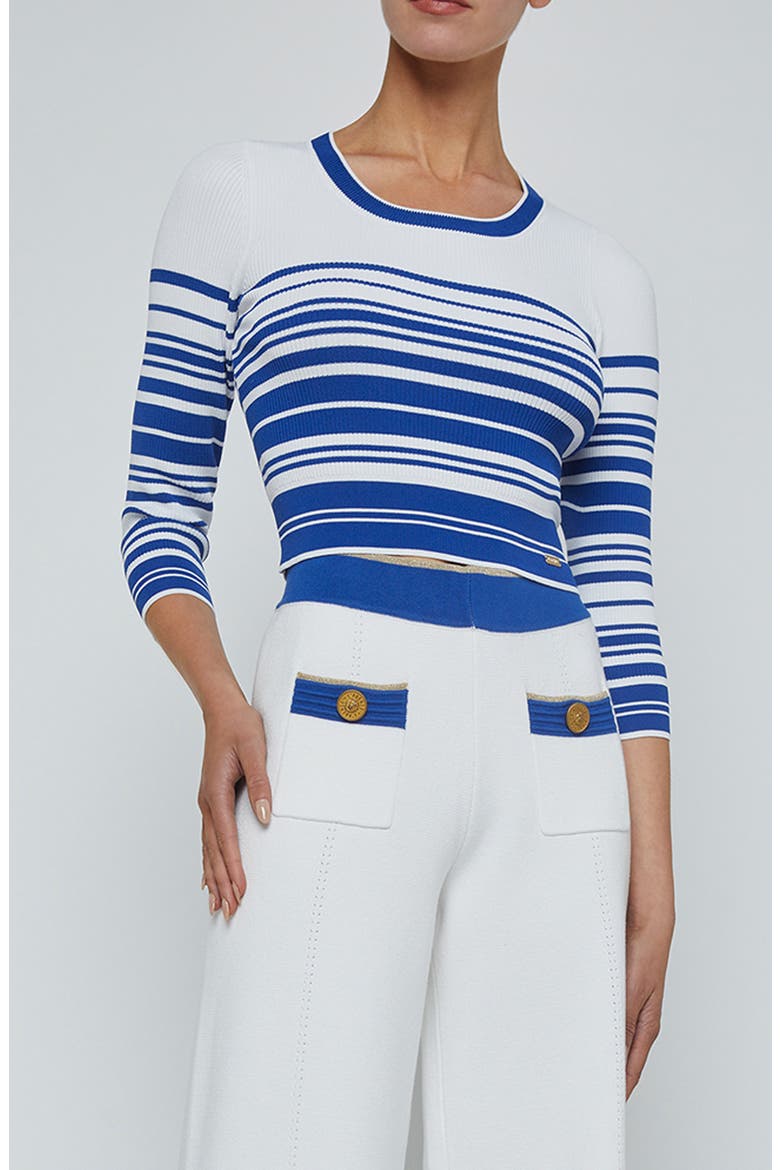 Yukio Stripe Rib Sweater, Main, color, WHITE/ NAVY