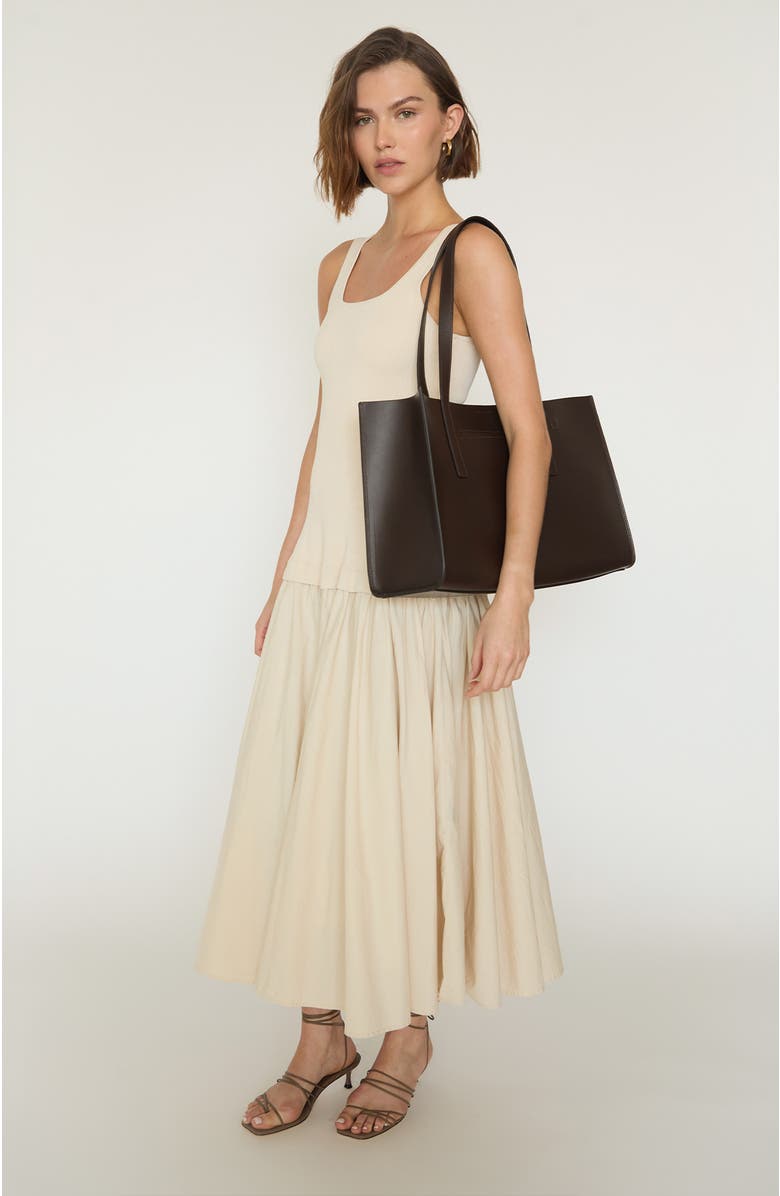 HYER GOODS Luxe Doubleface Leather Laptop Tote Bag, Alternate, color, Dark Chocolate