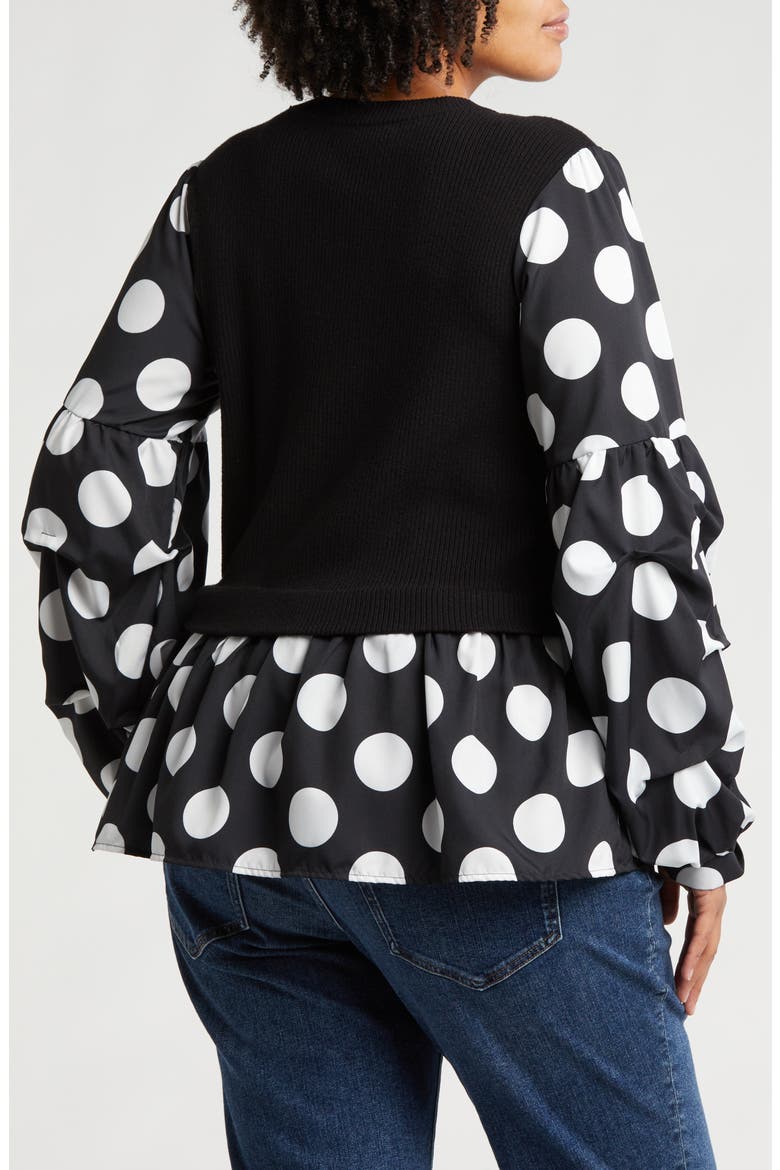 Alessia Mixed Media Layered Sweater, Alternate, color, BLACK