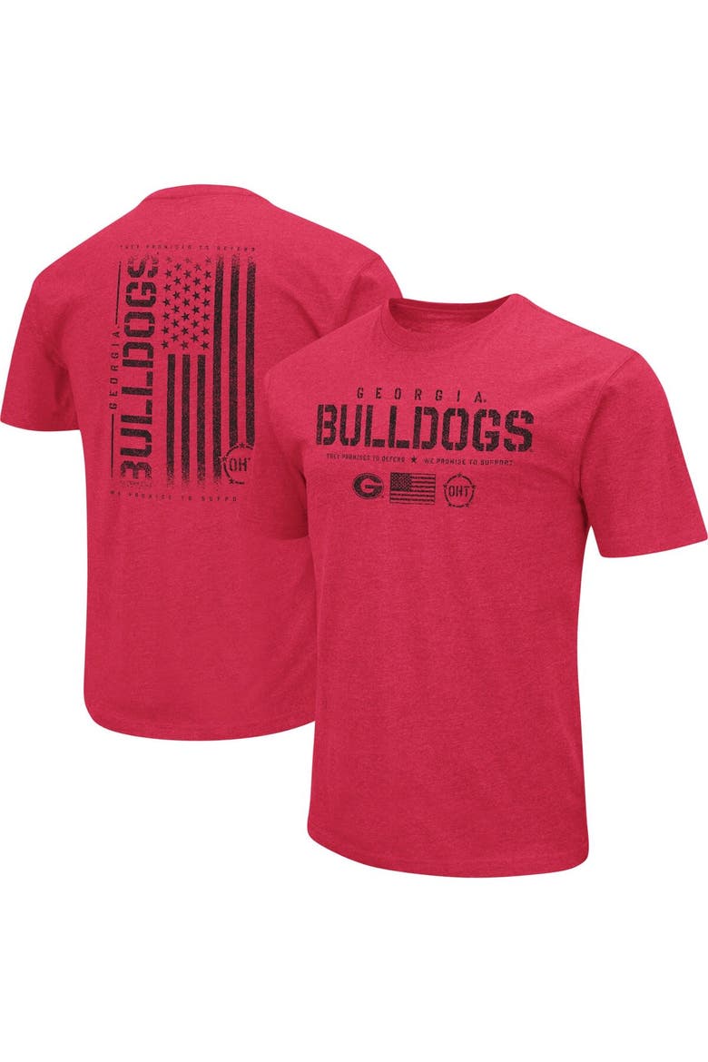 Men's Colosseum Heather Red Georgia Bulldogs OHT Military Appreciation Flag 2.0 T-Shirt, Alternate, color, Heather Red