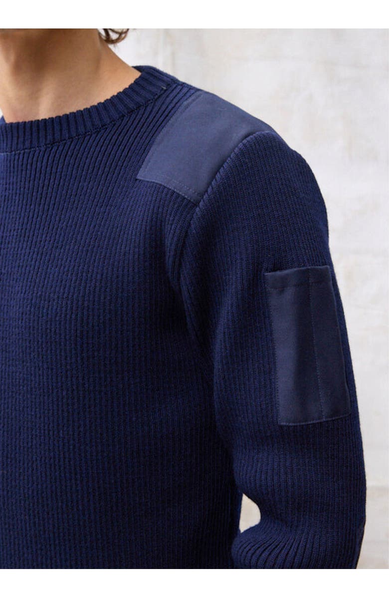 Saint James CONDOR II - Breton Sweater with Canvas Shoulder and Elbow Patches, Alternate, color, Navy