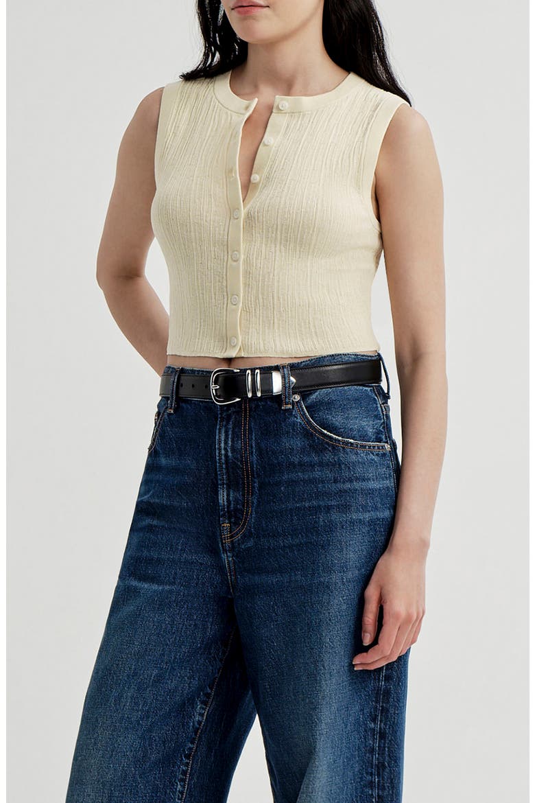 Lottie Cotton Blend Crop Top, Alternate, color, BUTTER