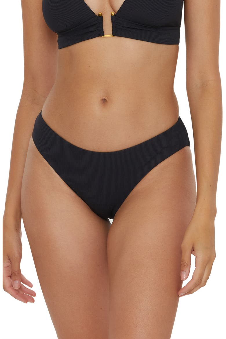 Modern Edge Ribbed Hipster Bikini Bottoms, Main, color, BLACK