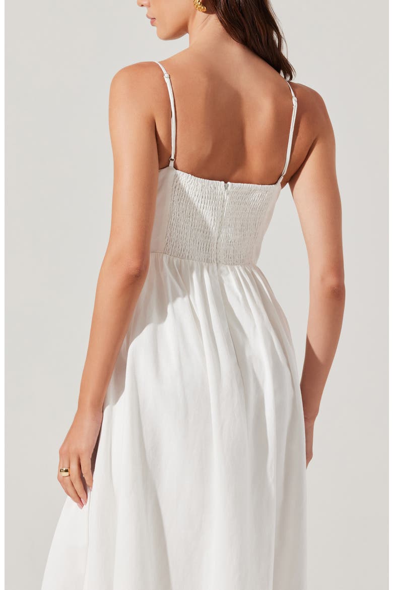 Kaidi Ramie Blend Midi Sundress, Alternate, color, WHITE