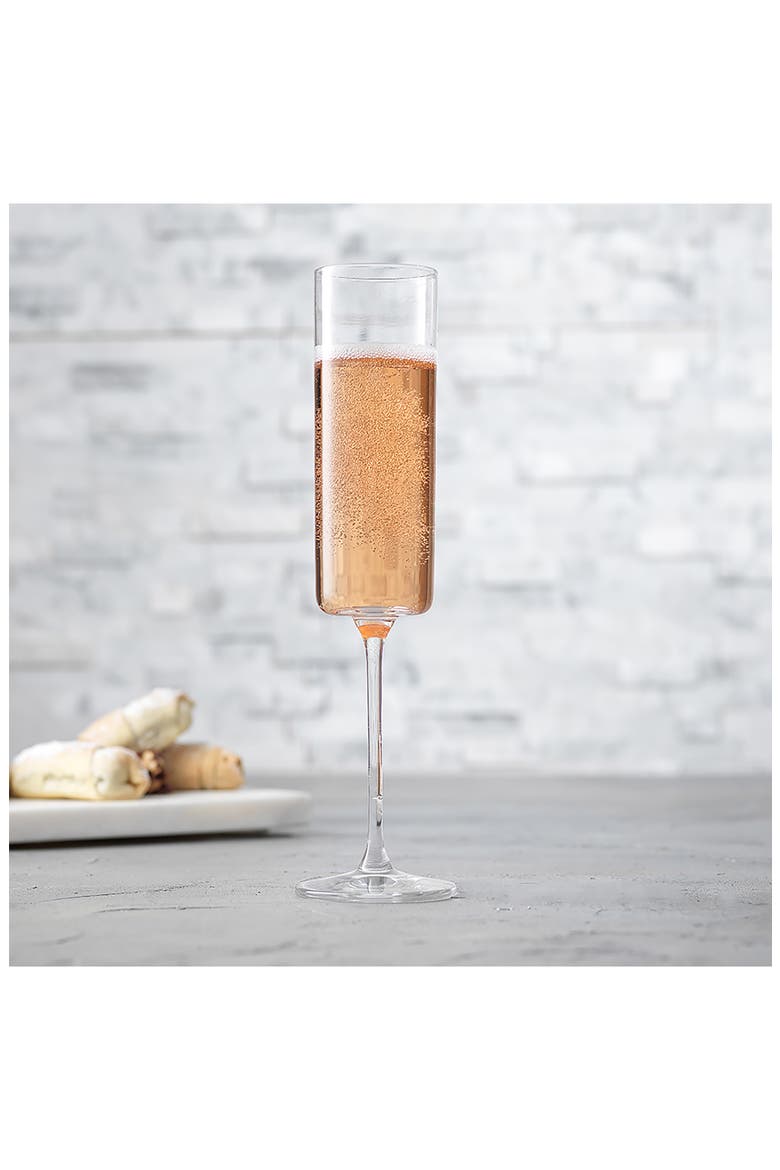 Claire Crystal Cylinder Champagne Glass - Set of 4, Alternate, color, CLEAR