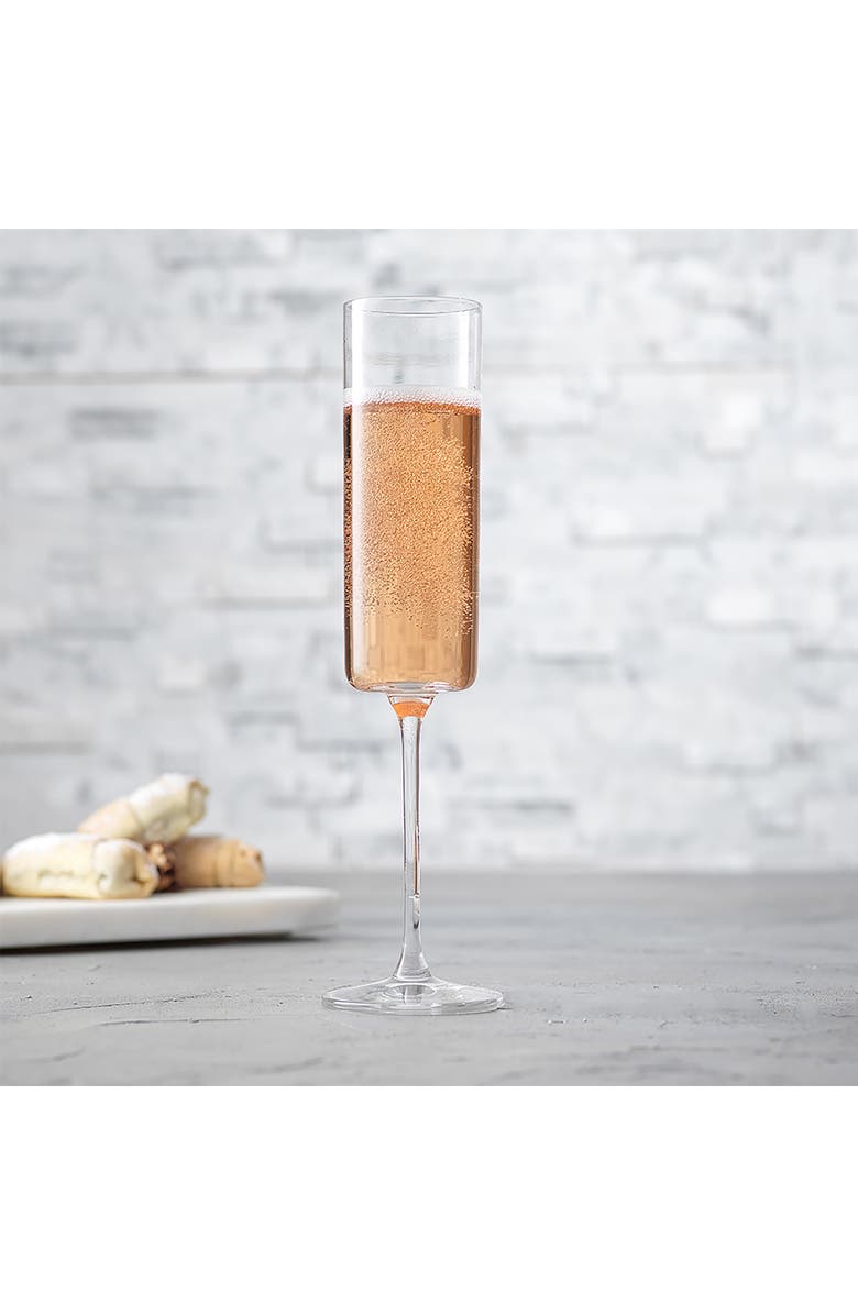 JoyJolt Claire Crystal Cylinder Champagne Glass - Set of 4, Alternate, color, Clear