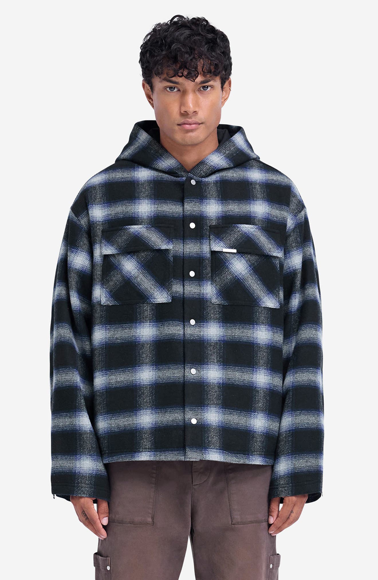 Represent Hooded Plaid Overshirt | Nordstrom