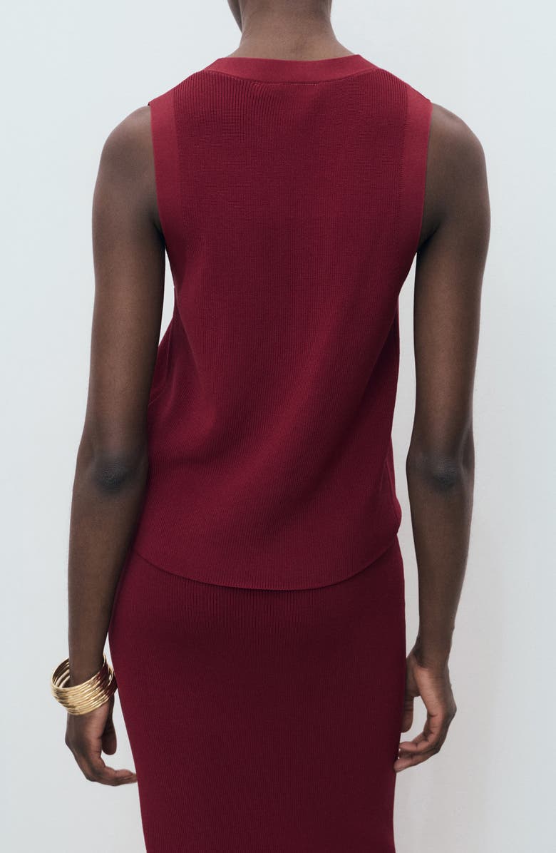 MANGO Button Front Knit Vest, Alternate, color, Wine